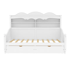 Bellemave® Twin Size Retro Daybed with Storage Drawers & Headboard Shelves | No Box Spring - Bellemave