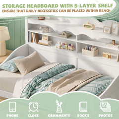 Bellemave® Twin Size Retro Daybed with Storage Drawers & Headboard Shelves | No Box Spring - Bellemave