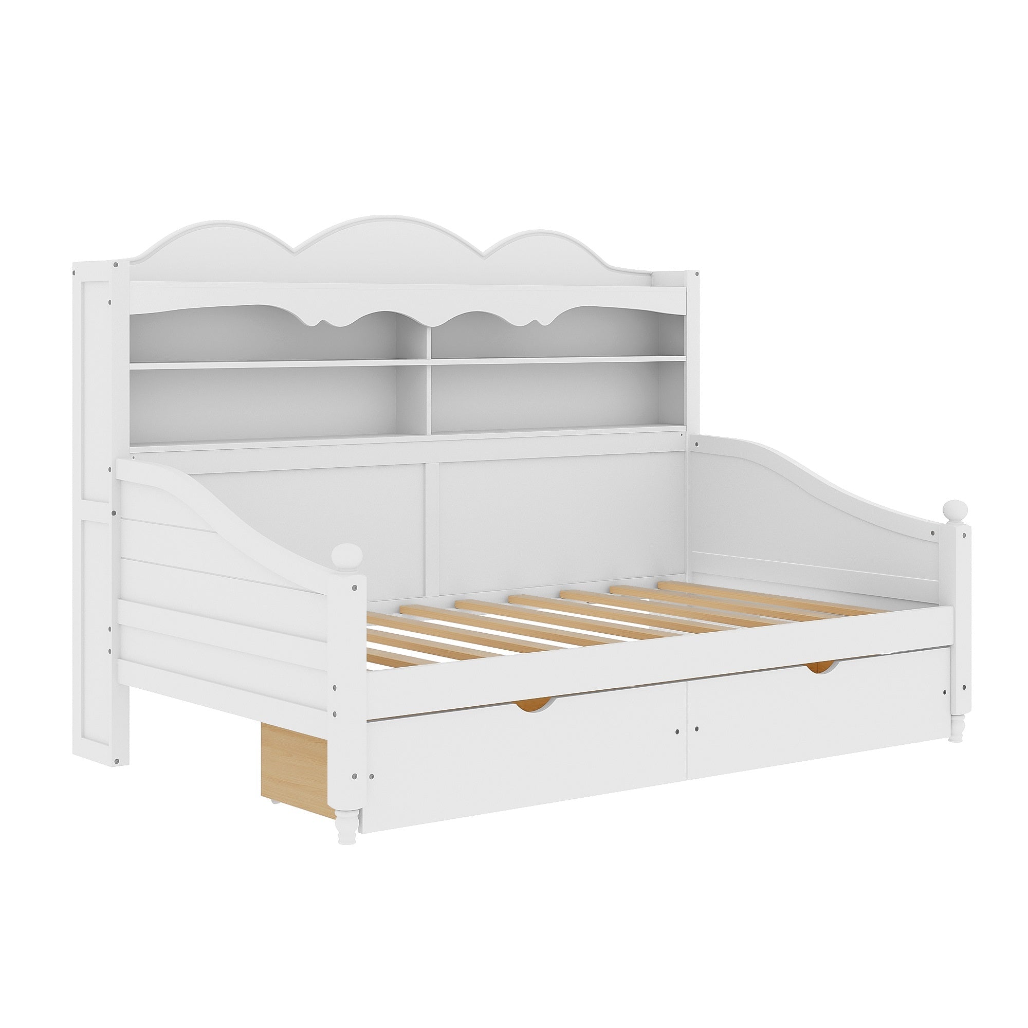 Bellemave® Twin Size Retro Daybed with Storage Drawers & Headboard Shelves | No Box Spring - Bellemave
