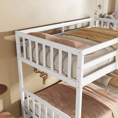 Bellemave® Twin Size Rubber Wood Bunk Bed with 2 Drawers, Ladder and Safety Guardrail(Convertible ) - Bellemave