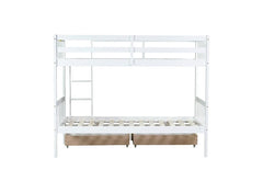 Bellemave® Twin Size Rubber Wood Bunk Bed with 2 Drawers, Ladder and Safety Guardrail(Convertible ) - Bellemave