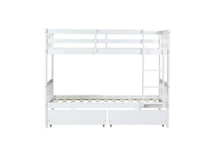 Bellemave® Twin Size Rubber Wood Bunk Bed with 2 Drawers, Ladder and Safety Guardrail(Convertible ) - Bellemave