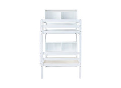 Bellemave® Twin Size Rubber Wood Bunk Bed with Shelves Headboard, Safety Guardrails and Ladder(Convertible) - Bellemave