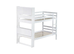 Bellemave® Twin Size Rubber Wood Bunk Bed with Shelves Headboard, Safety Guardrails and Ladder(Convertible) - Bellemave