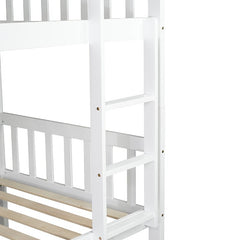 Bellemave® Twin Size Rubber Wood Bunk Bed with Trundle Bed, Convertible into 2 Twin Size Beds - Bellemave