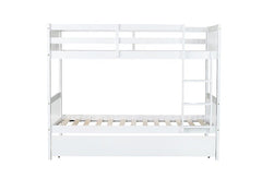 Bellemave® Twin Size Rubber Wood Bunk Bed with Trundle Bed, Convertible into 2 Twin Size Beds - Bellemave