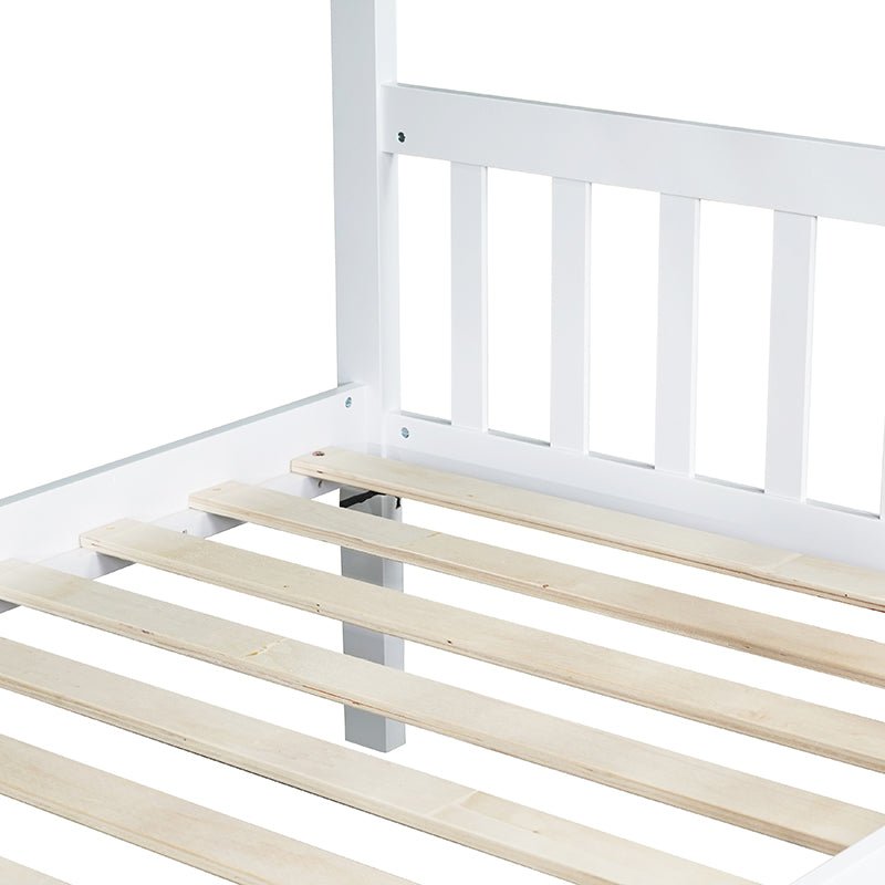 Bellemave® Twin Size Rubber Wood Bunk Bed with Trundle Bed, Convertible into 2 Twin Size Beds - Bellemave