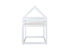 Bellemave® Twin Size Rubber Wood Floor House Bunk Bed with ladder,Guardrails - Bellemave