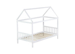 Bellemave® Twin Size Rubber Wood House Bed with Headboard and Footboard - Bellemave