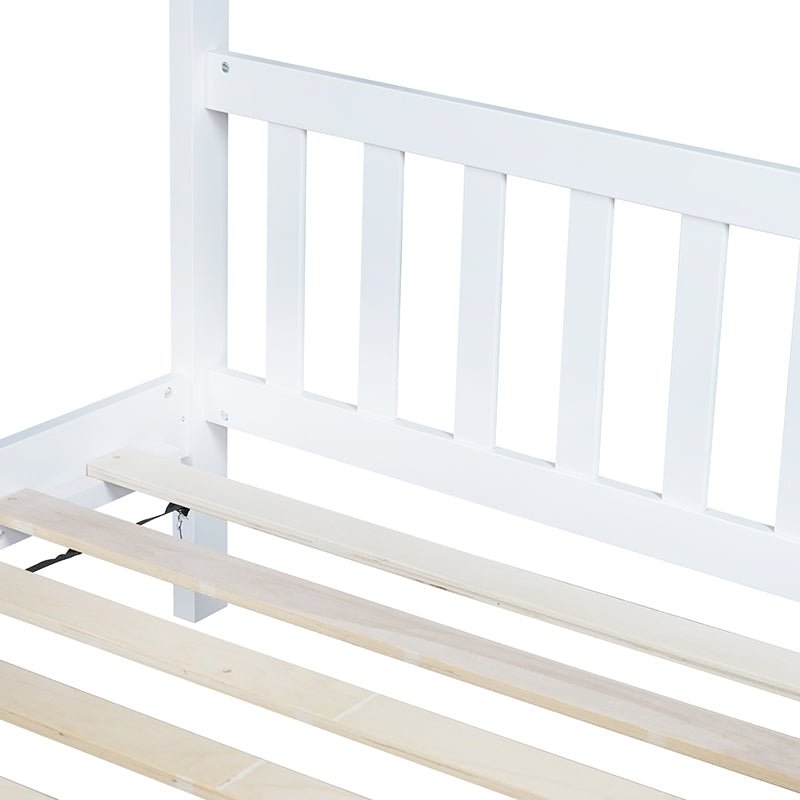 Bellemave® Twin Size Rubber Wood House Bed with Headboard and Footboard - Bellemave