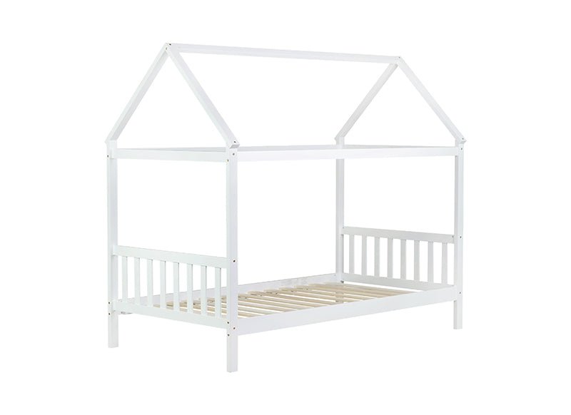 Bellemave® Twin Size Rubber Wood House Bed with Headboard and Footboard - Bellemave