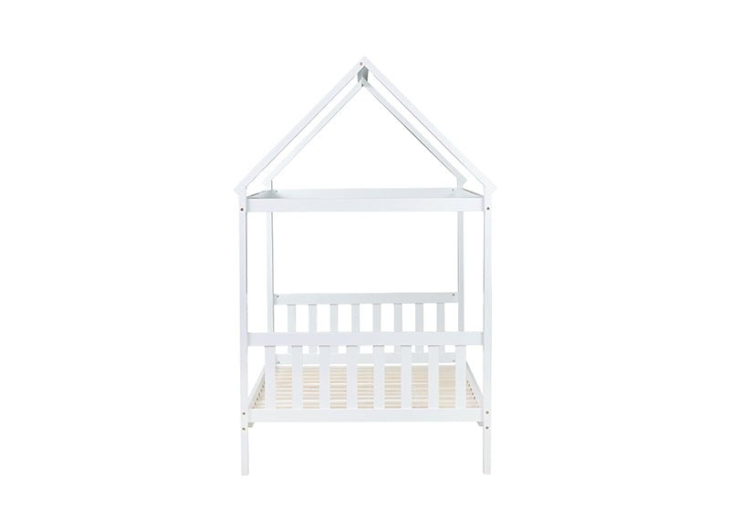 Bellemave® Twin Size Rubber Wood House Bed with Headboard and Footboard - Bellemave