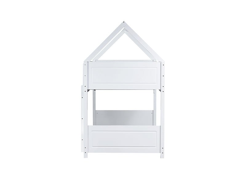 Bellemave® Twin Size Rubber Wood House Floor Bunk Bed with Headboards, Footboards and Guardrails, Ladder - Bellemave