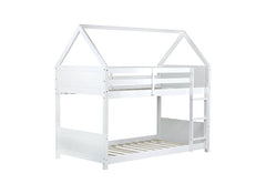 Bellemave® Twin Size Rubber Wood House Floor Bunk Bed with Headboards, Footboards and Guardrails, Ladder - Bellemave
