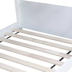 Bellemave® Twin Size Rubber Wood House Floor Bunk Bed with Headboards, Footboards and Guardrails, Ladder - Bellemave