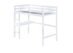 Bellemave® Twin Size Rubber Wood Loft Bed with Safety Guardrail, Built - in Desk, Ladder - Bellemave
