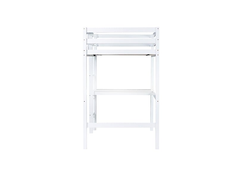 Bellemave® Twin Size Rubber Wood Loft Bed with Safety Guardrail, Built - in Desk, Ladder - Bellemave