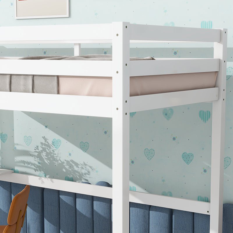 Bellemave® Twin Size Rubber Wood Loft Bed with Safety Guardrail, Built - in Desk, Ladder - Bellemave