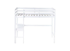 Bellemave® Twin Size Rubber Wood Loft Bed with Safety Guardrail, Built - in Desk, Ladder - Bellemave