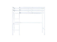 Bellemave® Twin Size Rubber Wood Loft Bed with Safety Guardrail, Built - in Desk, Ladder - Bellemave