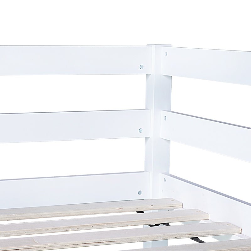 Bellemave® Twin Size Rubber Wood Loft Bed with Safety Guardrail, Built - in Desk, Ladder - Bellemave