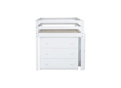 Bellemave® Twin Size Rubber Wood Loft Bed with Stroage Case, Drawer Cabinet, Shelf Cabinet, Pulling - Out Desk,Safety Guardrail, Ladder - Bellemave