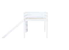 Bellemave® Twin Size Rubber Wood Low Loft Bed with Slide, Ladder, Safety Guardrails - Bellemave