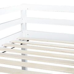 Bellemave® Twin Size Rubber Wood Low Loft Bed with Slide, Ladder, Safety Guardrails - Bellemave
