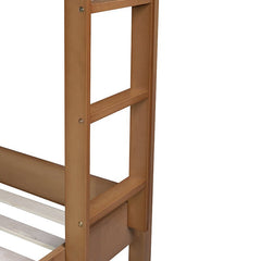 Bellemave® Twin Size Rubber Wooden Bunk Bed with Ladder, Safety Guardrails and Teddy Fleece Fabric Headboard/Footboard - Bellemave