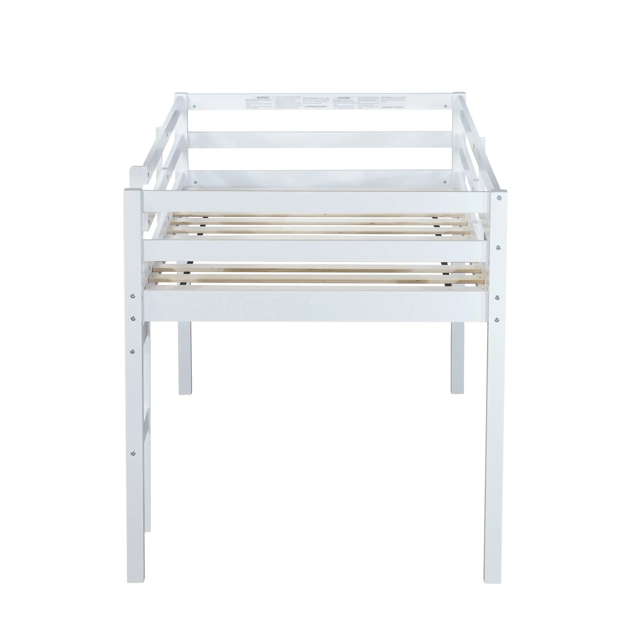 Bellemave® Twin Size Rubber Wooden Low Loft Bed with Ladder(Strengthened Slats) - Bellemave