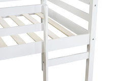 Bellemave® Twin Size Rubber Wooden Low Loft Bed with Ladder(Strengthened Slats) - Bellemave