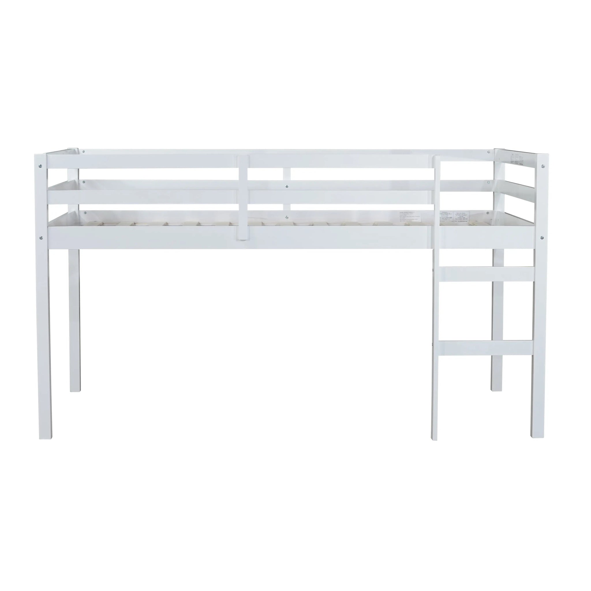 Bellemave® Twin Size Rubber Wooden Low Loft Bed with Ladder(Strengthened Slats) - Bellemave