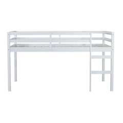 Bellemave® Twin Size Rubber Wooden Low Loft Bed with Ladder(Strengthened Slats) - Bellemave