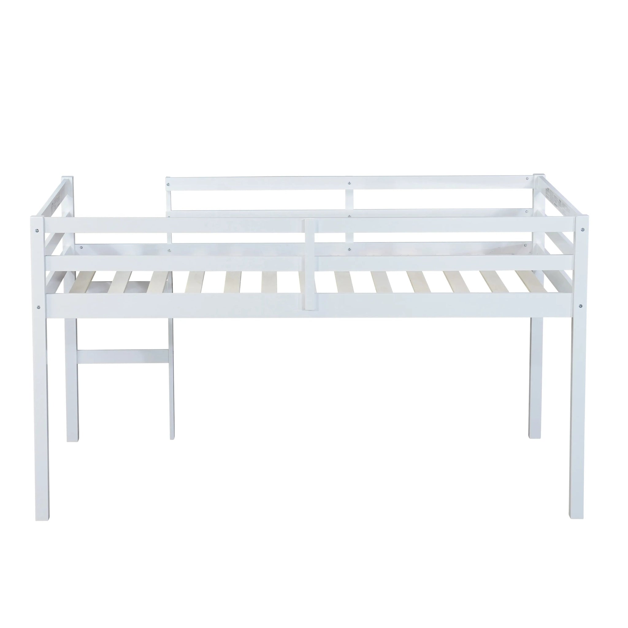 Bellemave® Twin Size Rubber Wooden Low Loft Bed with Ladder(Strengthened Slats) - Bellemave