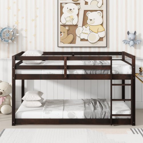 Bellemave® Twin Size Solid Rubber Wooden Bunk Bed with Ladder - Bellemave