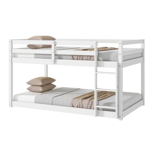 Bellemave® Twin Size Solid Rubber Wooden Bunk Bed with Ladder - Bellemave