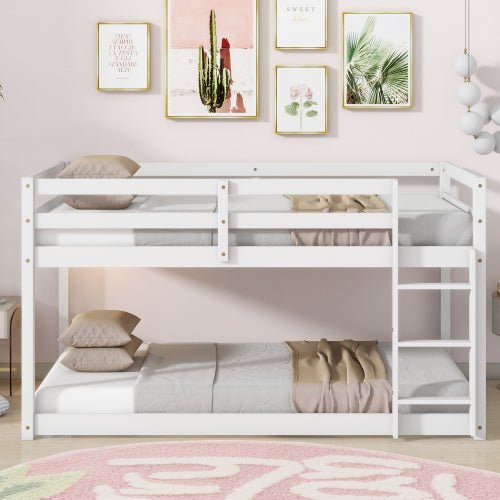 Bellemave® Twin Size Solid Rubber Wooden Bunk Bed with Ladder - Bellemave