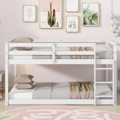 Bellemave® Twin Size Solid Rubber Wooden Bunk Bed with Ladder - Bellemave