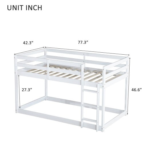 Bellemave® Twin Size Solid Rubber Wooden Bunk Bed with Ladder - Bellemave
