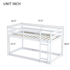 Bellemave® Twin Size Solid Rubber Wooden Bunk Bed with Ladder - Bellemave