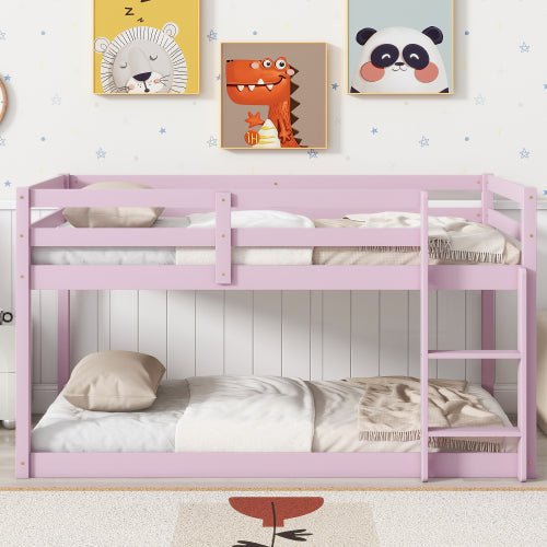 Bellemave® Twin Size Solid Rubber Wooden Bunk Bed with Ladder - Bellemave