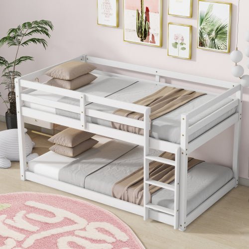 Bellemave® Twin Size Solid Rubber Wooden Bunk Bed with Ladder - Bellemave