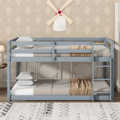 Bellemave® Twin Size Solid Rubber Wooden Bunk Bed with Ladder - Bellemave