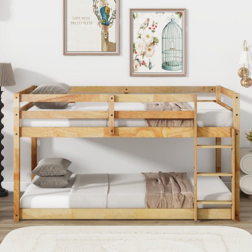 Bellemave® Twin Size Solid Rubber Wooden Bunk Bed with Ladder - Bellemave