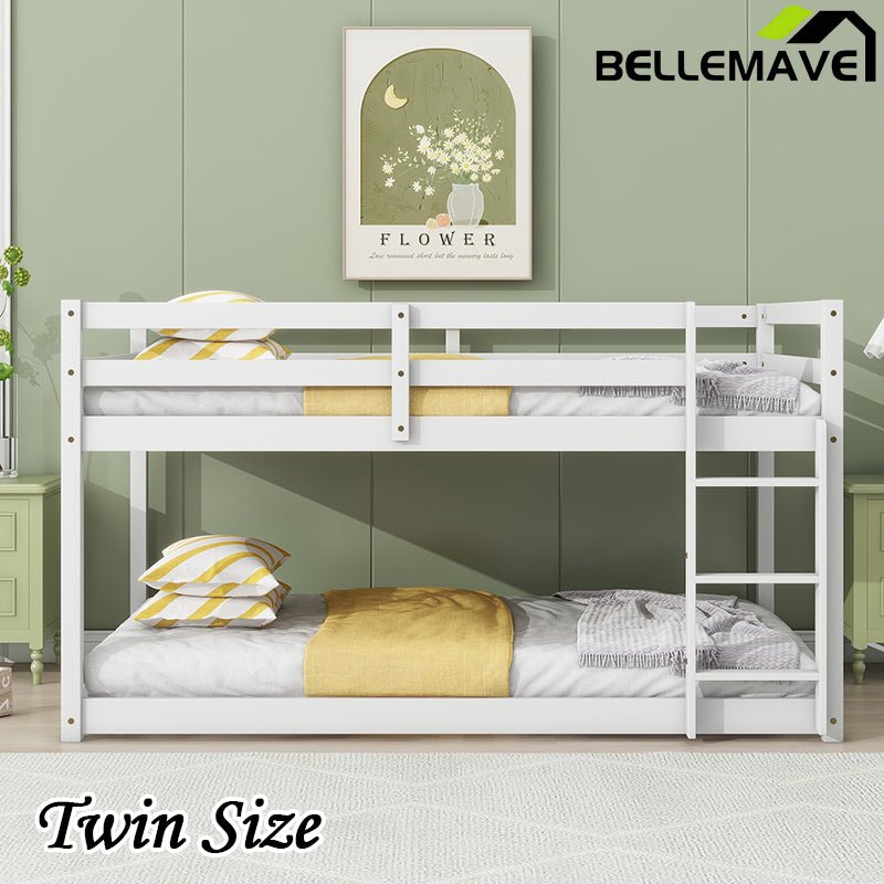 Bellemave® Twin Size Solid Rubber Wooden Loft Bed with Ladder - Bellemave
