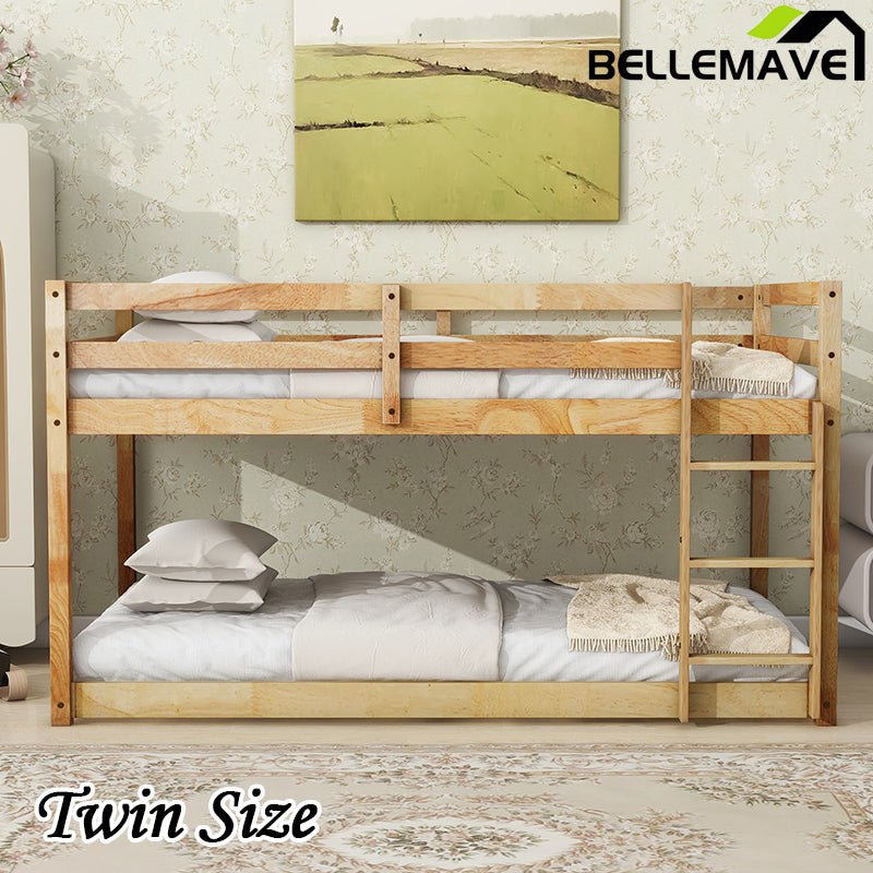 Bellemave® Twin Size Solid Rubber Wooden Loft Bed with Ladder - Bellemave
