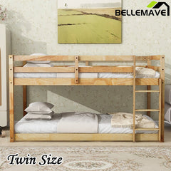 Bellemave® Twin Size Solid Rubber Wooden Loft Bed with Ladder - Bellemave