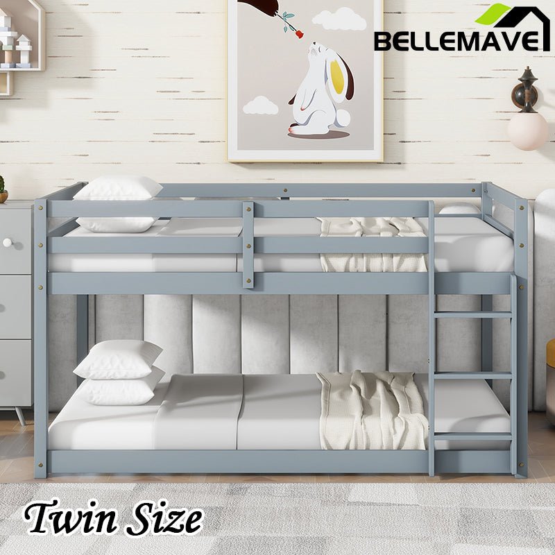 Bellemave® Twin Size Solid Rubber Wooden Loft Bed with Ladder - Bellemave