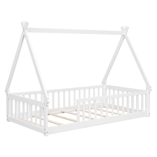 Bellemave® Twin Size Tent - Shaped Floor Bed with Guardrails and Slats - Bellemave