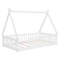 Bellemave® Twin Size Tent - Shaped Floor Bed with Guardrails and Slats - Bellemave